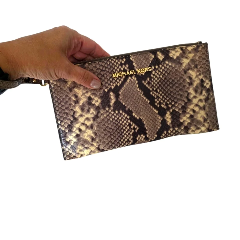 Michael Kors Brown Snake Print Wristle/Clutch